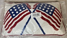 New Sealed Double Usa Hooked Flag Throw Pillow By Sheen Tex 20 X 12 New Sealed Double Usa Hooked Flag Throw Pillow By Sheen Tex 20 X 12