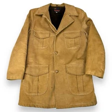 Vintage Richman Brothers Blazer Sport Coat Corduroy Jacket Tan Size 40 L