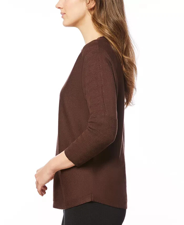 Suéter Feminino Melissa Paige Gola Barco Chevron-Stitch Dolman-Manga - Marrom GG - Imagem 3 de 3