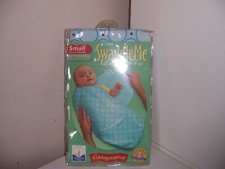 Kiddopotamus  small swaddle me 100  cotton knit new blue