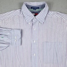 Tommy Hilfiger Shirt Mens 17 Blue Stripe Dress Button Up Long Sleeve