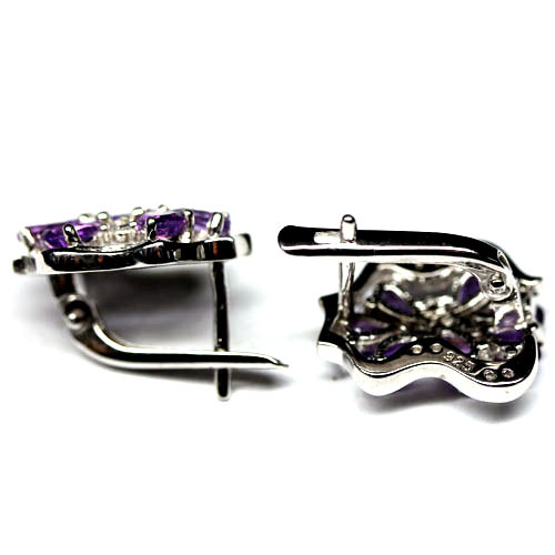 Boucles d'oreilles en argent et véritables améthystes de la collection Iris