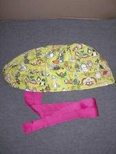 Bouffant Ponytail Combo Scrub Hat - Yellow Birds Owls Tocan