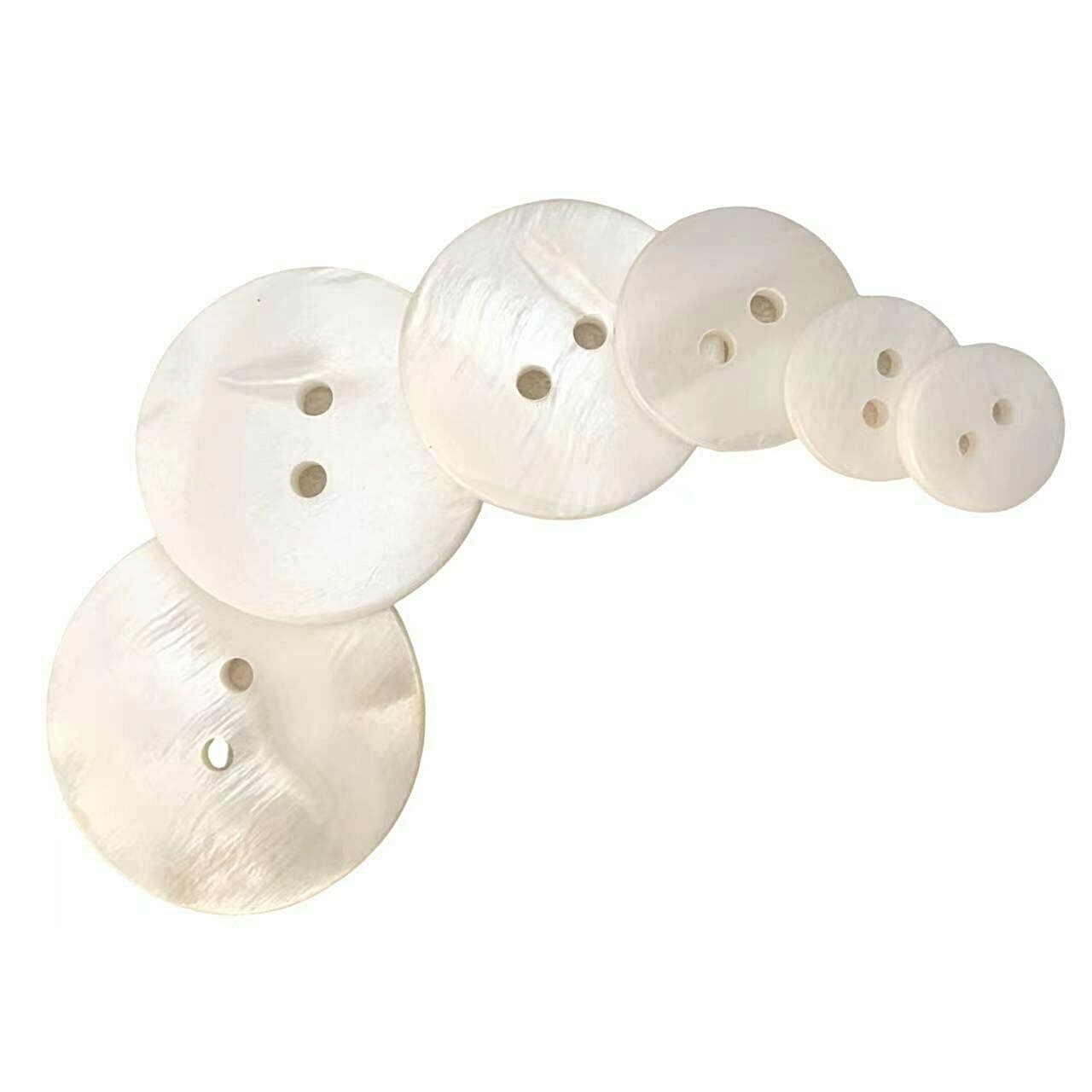 Mother of Pearl Shell 2 hole Sewing Knitting Buttons, Ivory, Many sizes - 10 pcs