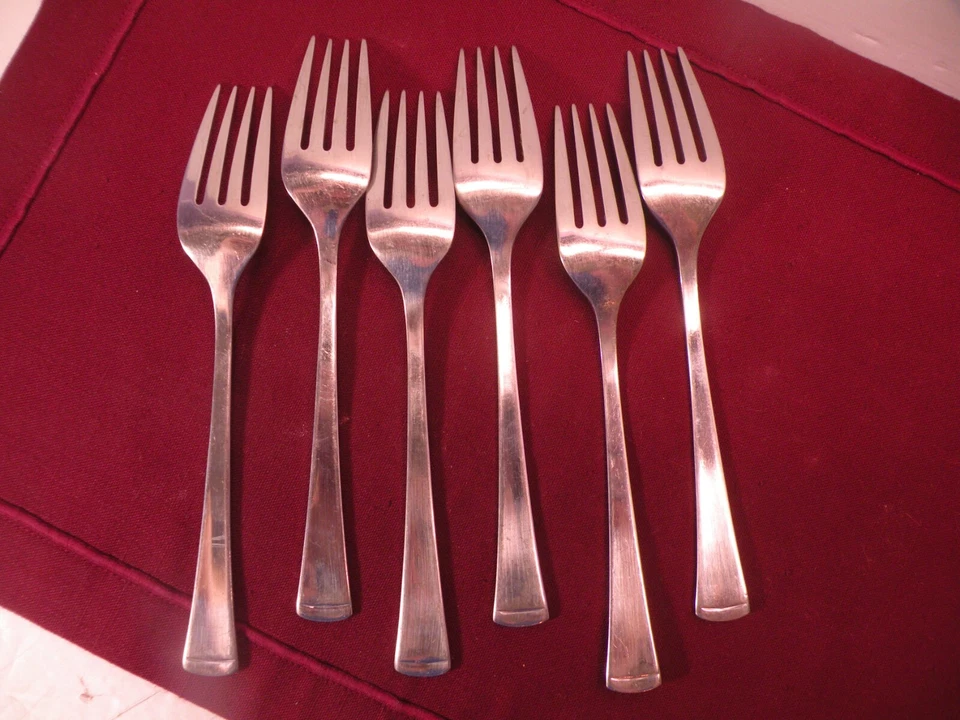 Set Of 6 Pfaltzgraff Atrium Stainless Steel Flatware Salad Forks 7 1/2" - Image 4 of 4