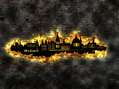 220cm LED Skyline Oxford UK Stadt sign  Wandtattoo Wandsticker Silhouette Bild