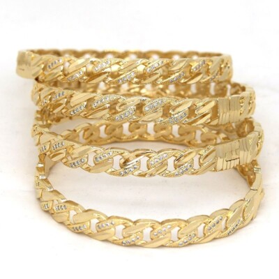18k Yellow Gold Filled Over Sterling Silver Womens Small 7'' Bangle 2.25'' D342