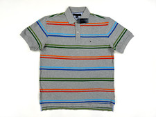 Tommy Hilfiger Men's Pullover Striped Rainbow Short Sleeve Polo Shirt