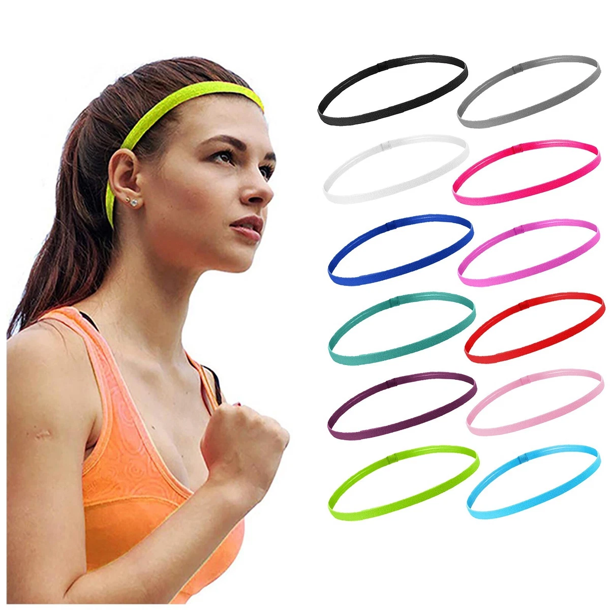 Women Sweatband Yoga Hair Band Elastic Thin Sports Headband