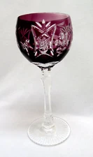 AJKA Marsala Amethyst Purple Crystal Cut to Clear Wine Glass Goblet MINT