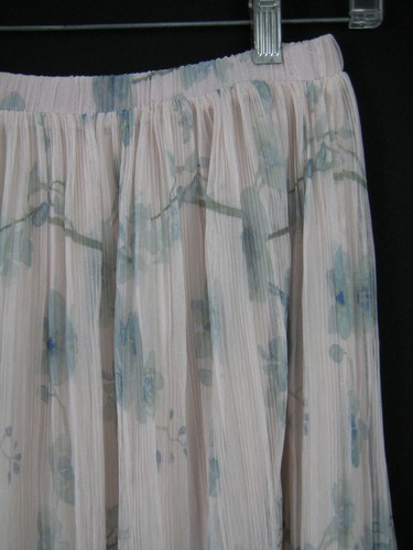 Maxi Falda de Mujer H&M Talla 2 Rosa Verde Azul Plisada Cortina Floral Cintura Elástica - Imagen 5 de 8