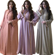 Muslim Women Abaya Long Maxi Dress Islamic Caftan Dubai Kaftan Eid Ramadan Robe
