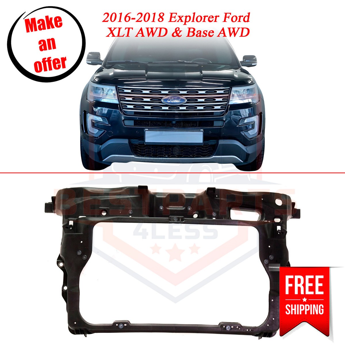 New Radiator Support FO1225261 for 2016-2018 Explorer Ford XLT AWD