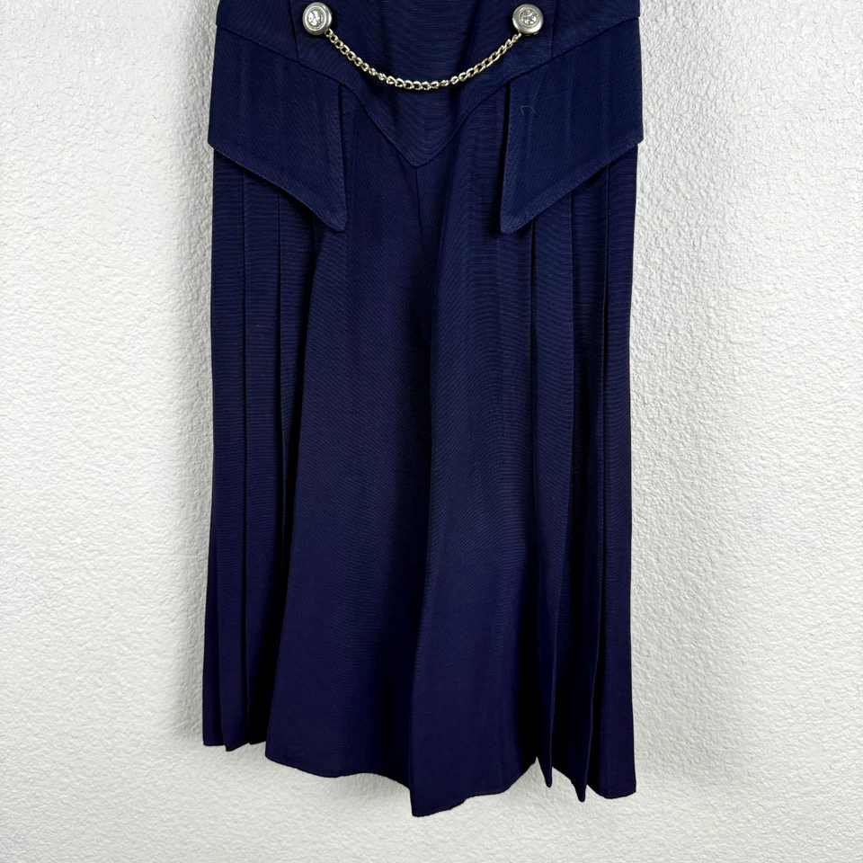 Shorts femininos náuticos vintage 13 alças azuis botões dourados anos 80 Preppy - Imagem 4 de 4