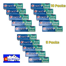 5 / 10 Packs Crest Plus Scope Whitening Toothpaste Travel .85oz Exp 10-2027