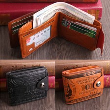 Mens US " 100" Dollar Bill Printed Leather Bifold Wallet Cash Card Holder Purse