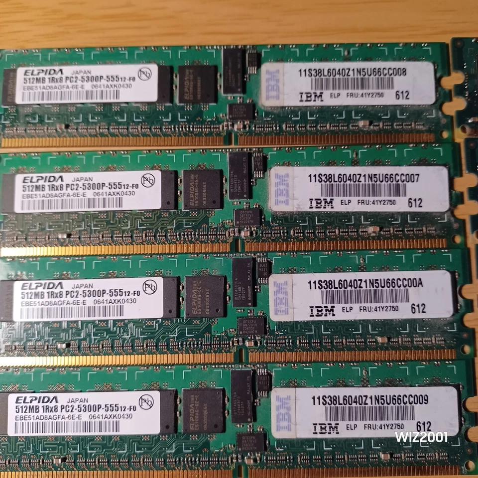Lot 8x SAMSUNG (4) 1GB & ELPIDA (4) 512MB PC2-5300P Memory ECC RAM SERVER IBM HP - Image 2 of 4
