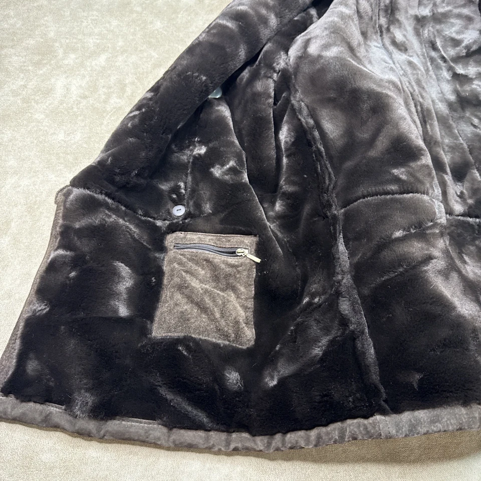 Abrigo chaqueta de cuero gamuza vintage J Percy Marvin Richards cuello de piel para mujer talla S Foto 3 de 4
