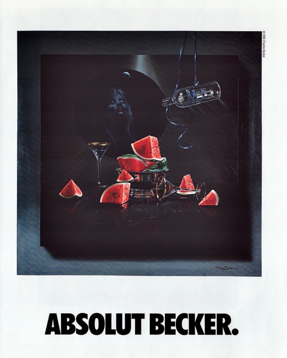 1991 ABSOLUT VODKA Richard Mahon & Charles Becker Art ~ 2-Sided