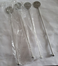 4 X CAORUNN METAL GIN SWIZZLE STICKS STIRRER & Large rope Gift Bag 7'' STEEL