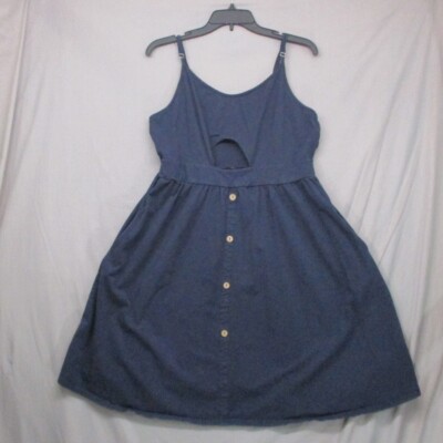 Aline Strap Keyhole Navy Blue Casual Sundress W/Pockets Women Size XL | eBay