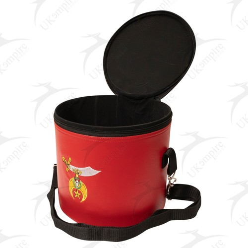 Premium Masonic Shriner Fez Hat Case Red Leather – Dual Emblems (Machine EMB) - Picture 5 of 5