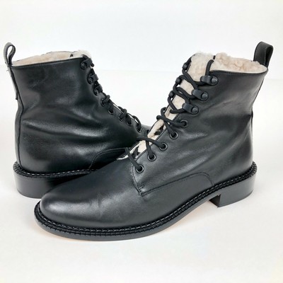 VINCE Women 9 Cabria Shearling Lined Leather Ankle Zip Lace Up Combat Boot $450 | eBay