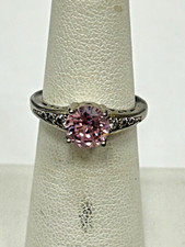 Size 5 925 Sterling Silver Ring With Pink Cz Center Stone White CZ Accents