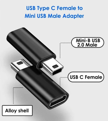 USB C auf Mini USB Adapter 2.0, USB C Buchse auf Mini USB 2.0 Typ-B Stecker