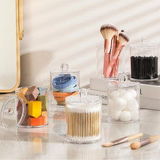 2 Pack Acrylic Qtip Holder Dispenser for Cotton Swabs, Balls, Pads, Floss Pic...