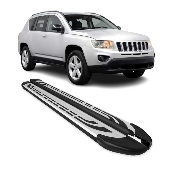 Trittbretter Seitenschweller Seitenbretter FüR Jeep Compass 2011-16 Schwarz Alu-image