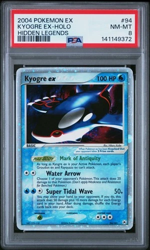 Kyogre EX Holo 94/101 Hidden Legends 2004 Pokemon English PSA 8