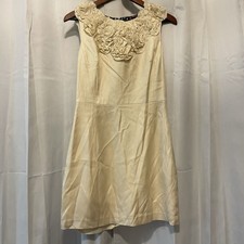 Milly of New York Mid Century Dress Yellow Ruffle Vintage Inspired Silk Wool 8