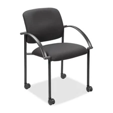 Lorell Guest Chair With Arms - Black Seat - Back - Steel Black Frame - 23.5" X
