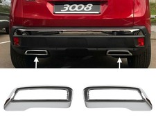Set Chrom Auspuffblende Abdeckung Rahmen ABS für Peugeot 3008 5008 II Citroen C5