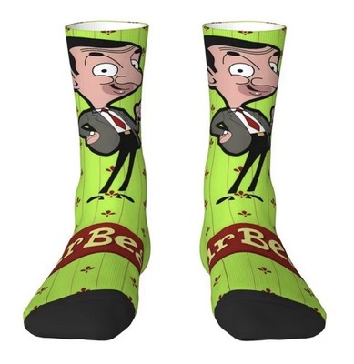 Mr Bean lustige Comedy Figur Neuheit Socken L Einheitsgröße Unisex hellgrün