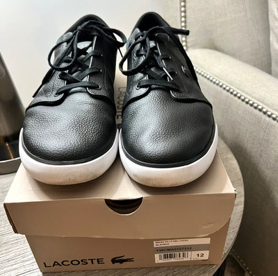Lacoste Minzah Men s Size 12 Black Leather Casual Shoes Great Condition