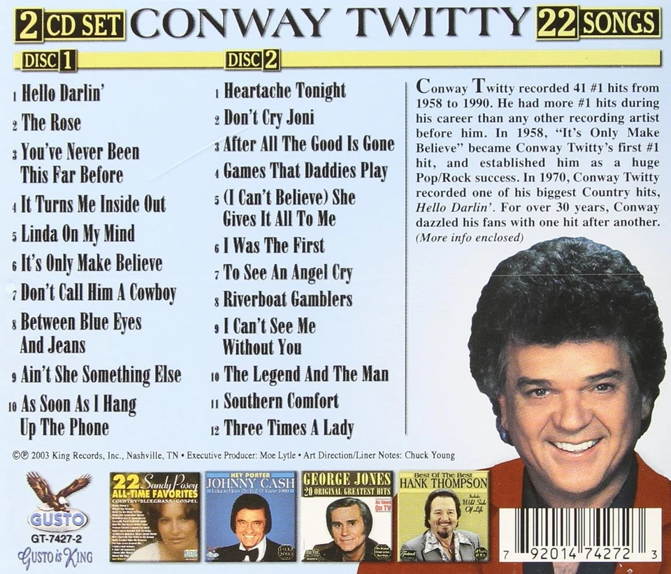 Conway Twitty 22 Songs (CD) - Immagine 2 di 2