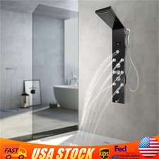 LED Stainless Steel Rain Shower Panel Tower Faucet Massage System Jets Fixture