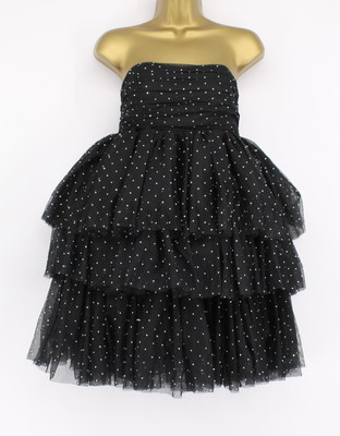 ROTATE DAMEN MESH MINI RÜSCHEN PAILLETTEN KLEID UK 12 SCHWARZ UVP £500 EG