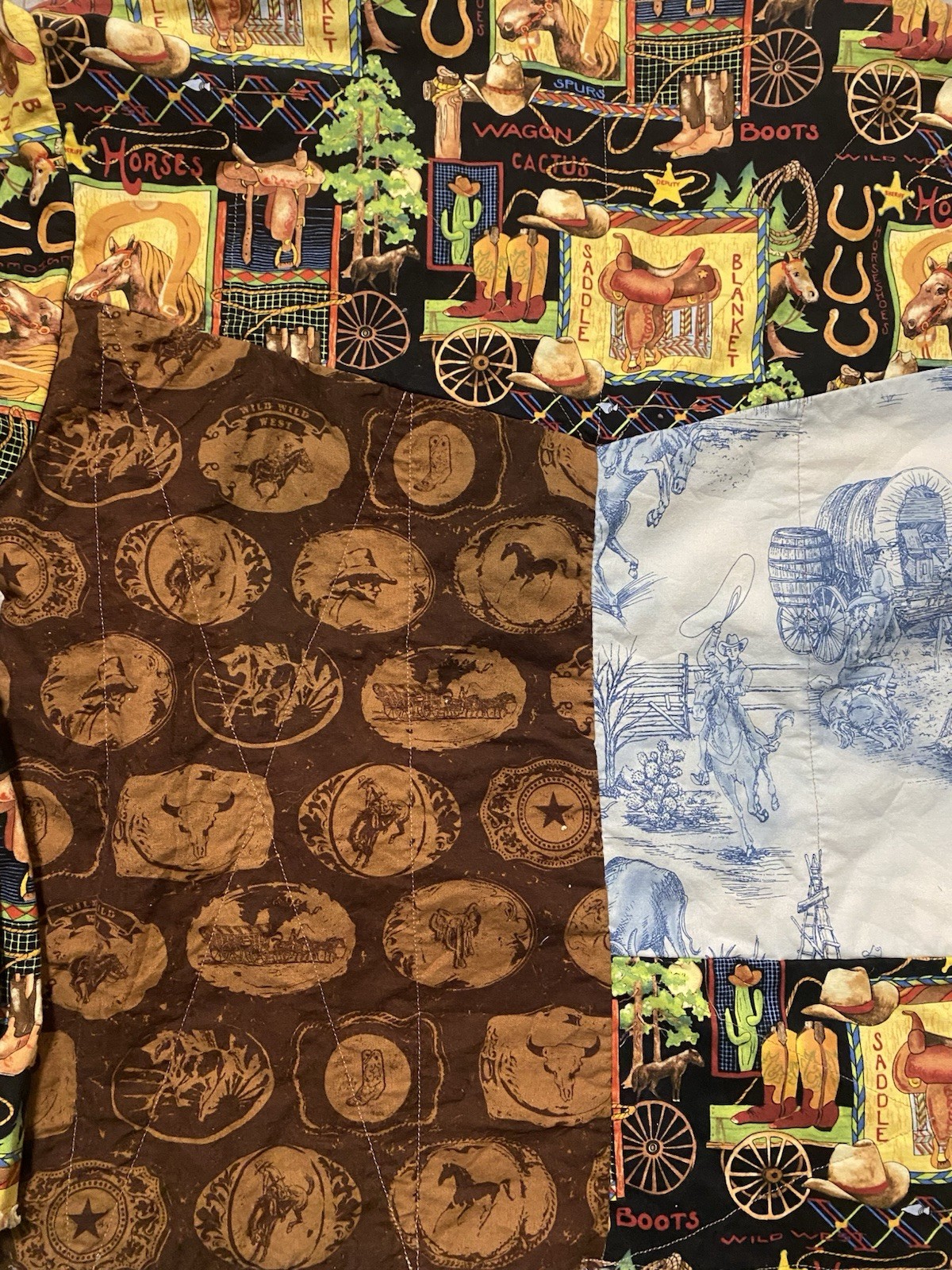 Upcycled Patchwork Western Cowboy Theme Jacket Ha… - image 15