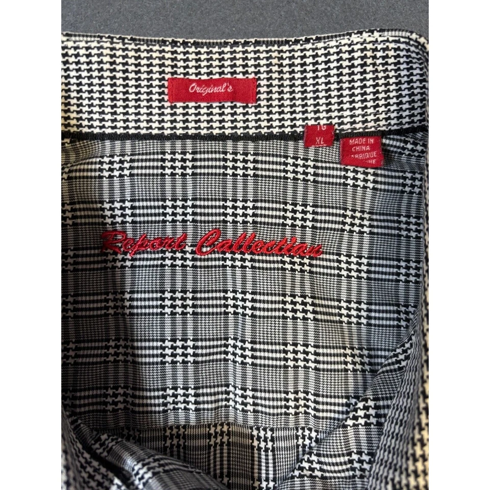 Report Collection Regular Fit Dress Shirt Long Sleeve Check Black Men's Size XL - Image 3 of 4