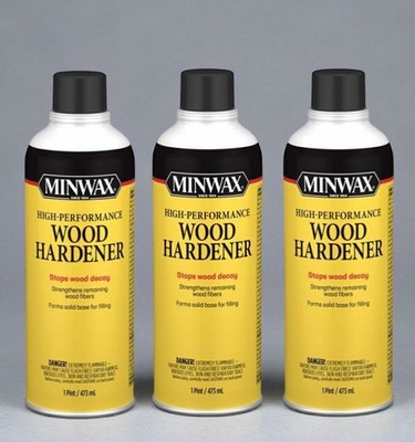 3  MINWAX WOOD HARDENER High Performance Strengthens Seals Rotting Wood 1 pt