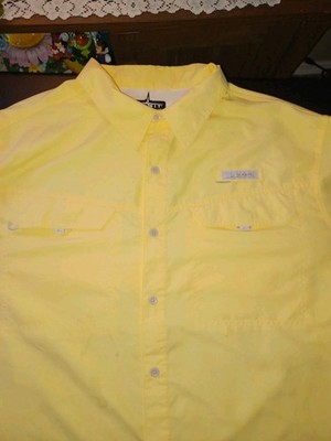 Habit Vented Button Up Fishing Shirt, Men Sz 2XL, Yellow  UPF 40 Lightweight
