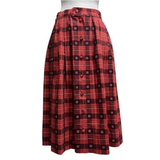 Susan Bristol Plaid Skirt Tartan Sz 8 Button Front Cottagecore Vintage Pleated