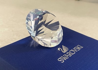 Beautiful Genuine Swarovski Signed Mini Crystal Diamond Paperweight, 40 mm