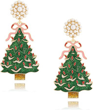 Christmas Earrings Fun Holiday Earrings Bow Christmas Tree Earrings for Women...