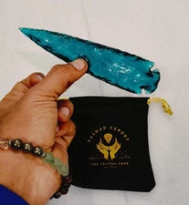 Blue Topaz Glass Arrowhead – Handmade Crystal Arrowhead  Choose Size 1″ to 6"