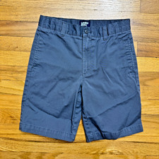 Lands End Boys School Uniform Flat Front Zip Pocket Gray Waist Shorts 14