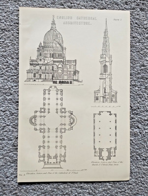 Beispiel englischer Domarchitektur - antiker Druck - 1875
